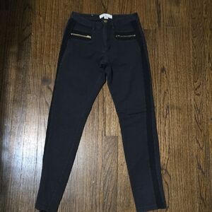 Nicki Minaj Black Skinny Jeans with Gold Zip Accents